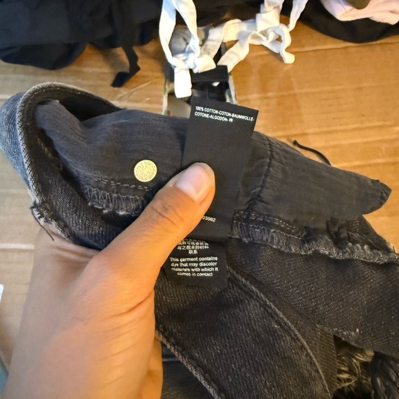 Free People Loving Good Vibrations Distressed Cut Off Black Denim Shorts - Picture 6 of 6